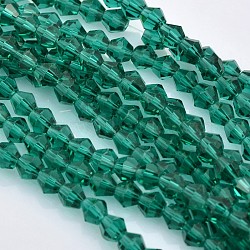 Glass Beads Strands, AB Color Plated, Faceted, Bicone, Light Sea Green, 4x4mm, Hole: 0.8~1mm, about 75~78pcs/strand, 28~29cm(EGLA-S056-12)
