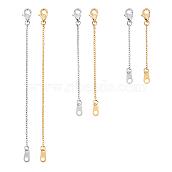 6Pcs 6 Style Stainless Steel Chain Extender, with Lobster Claw Clasps & Curb Chains, Mixed Color, 1pc/style, 6pcs/set(FIND-AR0001-24)