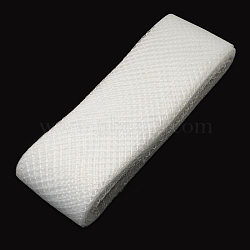 Mesh Ribbon, Plastic Net Thread Cord, White, 4.5cm, about 25yards/bundle(PNT-R007-4.5cm-04)