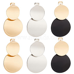 3 Pairs 3 Colors Iron Alloy Flat Round Clip-on Earrings, Mixed Color, 45x28mm, 1pair/color(EJEW-ME0001-14)