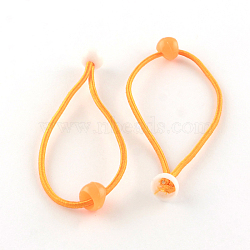 Hair Accessories Elastic Fibre Hair Ties, with Acrylic Beads, Orange, 170x2mm, about 100pcs/bundle(OHAR-S184-06)