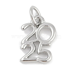 Brass Pendants, Number 2025 Charms, Lead Free & Cadmium Free, Long-Lasting Plated, Rack Plating, with Jump Ring, Platinum, 11.5x8.5x1.5mm(KK-Q028-37P)