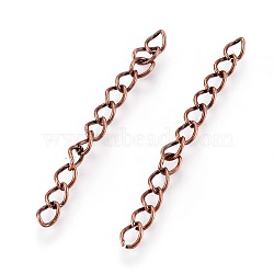 Iron Ends with Twist Chains, Cadmium Free & Lead Free, Red Copper, 50x3.5mm, Links: 5.5x3.5x0.5mm(CH-CH017-5cm-R)