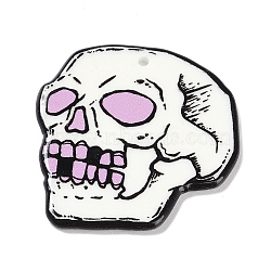 Halloween Acrylic Pendants, Skeleton, 35x35x2.5mm, Hole: 2mm(OACR-R271-01G)