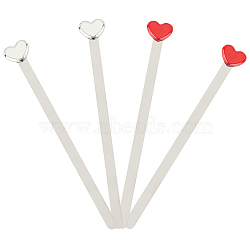 4Pcs 2 Colors 304 Stainless Steel & Zinc Alloy Heart Bookmarks, Metal Book Markers, for Students Book Lovers, Mixed Color, 130x16x5mm, 2pcs/color(AJEW-GL0001-42)