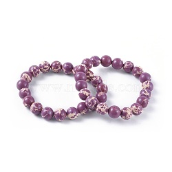 Synthetic Regalite Bead Stretch Bracelets, Round, Dyed, Old Rose, 2-1/8 inch~2-3/8 inch(5.5~6cm), Bead: 8mm(X-BJEW-K212-B-024-1)