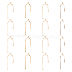 BENECREAT Brass Chandelier Component Links, Arch, Real 14K Gold Plated, 38x12.5x1.5mm, Hole: 1.5mm, 16pcs/box(KK-BC0011-08)