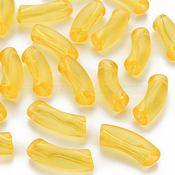 Transparent Acrylic Beads, Curved Tube, Gold, 36x13.5x11.5mm, Hole: 4mm, about 148pcs/500g(MACR-S372-001C-007)