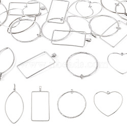 24Pcs 4 Styles Tibetan Style Alloy Connector Charms, Heart Ring Rectangle Horse Eye, Mixed Shapes, Antique Silver, 47~73.5x33~53x2mm, Hole: 1.8~3mm, 6pcs/style(TIBEP-TA0001-45)