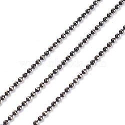 Spray Painted Brass Faceted Ball Chains, Soldered, with Spool, Round, Black, 1.5mm(CHC-K011-35G)