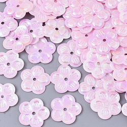 Ornament Accessories, PVC Plastic Paillette/Sequins Beads, AB Color, Flower, Pearl Pink, 12.5x12x0.5mm, Hole: 1.2mm, about 10000pcs/500g(PVC-R022-018C)