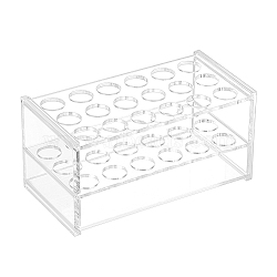 Acrylic Display Stands, Centrifuge Test Tube Display Stands, Lab Supplies, Rectangle with 18-hole, Clear, 150x75x70mm, Hole: 17mm(ODIS-WH0029-91)