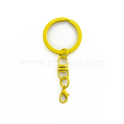 Spray Painted Iron Keychain Swivel Clasps, with Lobster Claw Clasps, Yellow, 66.5mm(FIND-WH0111-355E)