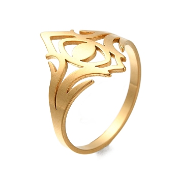 304 Stainless Steel Rings for Women, Eyes Symbol, Real 18K Gold Plated, 18mm, Inner Diameter: 18mm