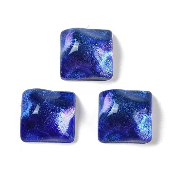 Translucent Epoxy Resin Decoden Cabochons, Water Ripple Square, Royal Blue, 14.5x14.5x8mm