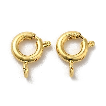 Brass Spring Ring Clasps, Ring, Real 18K Gold Plated, 10x8x3mm, Hole: 1.6mm