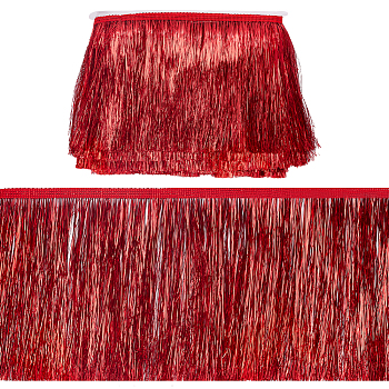 Polyester Fringe Trimmings, Tassel Trims, Ornament Accessories, Dark Red, 150x1mm, 10m/card