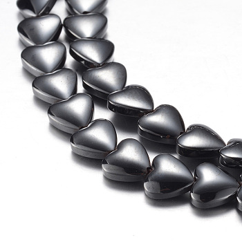 Original Magnetic Synthetic Hematite Bead Strands, Grade A, Heart, Original Color, 6x6x2.8mm, Hole: 0.8mm, about 69pcs/strand, 15.7 inch(40cm)