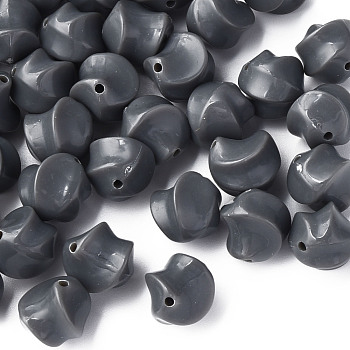 Opaque Acrylic Beads, Twist, Gray, 14.5x14x14mm, Hole: 1.6mm, about 390pcs/500g