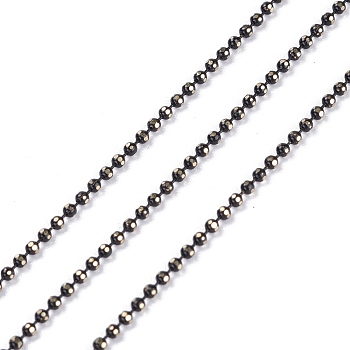 Spray Painted Brass Faceted Ball Chains, Soldered, with Spool, Round, Black, 1.5mm