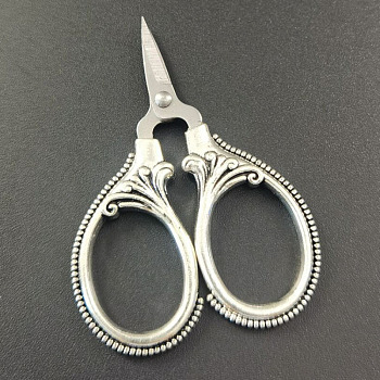 201 Stainless Steel Scissors, Craft Scissor, for Needlework, Antique Silver & Stainless Steel Color, 60x42x0.3mm