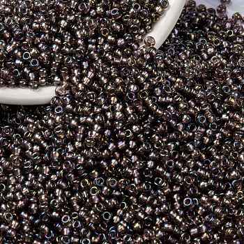MIYUKI Round Rocailles Beads, Japanese Seed Beads, (RR1836) Sparkling Lined Smoky Amethyst AB, 8/0, 3mm, Hole: 1mm, about 422~455pcs/bottle, 10g/bottle