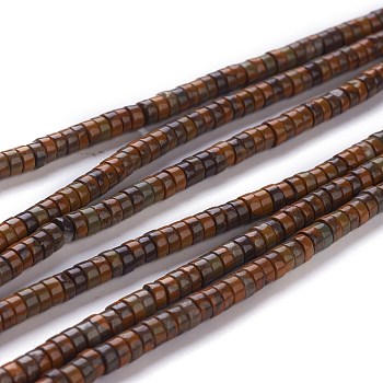 Natural Bamboo Leaf Stone Beads Strands, Heishi Beads, Flat Round/Disc, 4~4.5x2.5mm, Hole: 0.7mm, about 167pcs/strand, 15.43 inch(39.2cm)