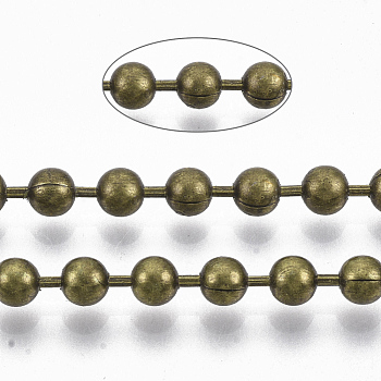 Brass Ball Chains, Long-Lasting Plated, Soldered, with Spool, Cadmium Free & Nickel Free & Lead Free, Antique Bronze, 4mm, about 150.91 Feet(46m)/roll