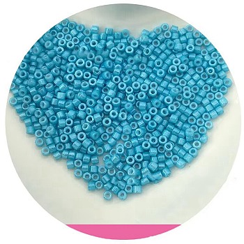 Cylinder Seed Beads, Opaque Colours Luster, Uniform Size, Turquoise, 2x1.5mm, Hole: 0.8mm, about 888pcs/10g