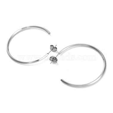 304 Stainless Steel Ring Stud Earrings(EJEW-K295-01A-P)-2