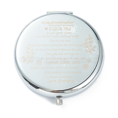 (Defective Closeout Sale: Alphabet Misprint) Stainless Steel Base Portable Makeup Compact Mirrors(STAS-XCP0001-36)-4