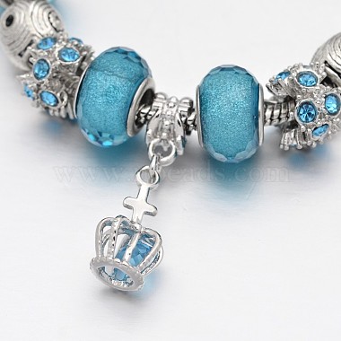 Alliage de couronne strass émail européens bracelets de perles(BJEW-I182-02D)-3