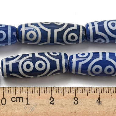Brins de perles dzi de style tibétain bleu(TDZI-NH0001-B12-01)-5