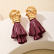 Alloy & Raffia Tassel Stud Earrings(FS-WG3975A-01)-2