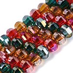 Electroplate Transparent Glass Beads Strands, Lantern, Faceted, Mixed Color, 8~8.5x6~6.5mm, Hole: 1~1.4mm, about 52~56pcs/strand, 13.58~14.37 inch(34.5~36.5cm)(EGLA-N022-14A-B01)