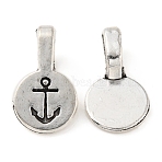 Alloy Glue-on Flat Pad Bails, Flat Round with Anchor Pendant Bails, Antique Silver, 18x10.5x1~6mm, Hole: 6x4mm(PALLOY-K005-02AS)