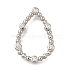 Rack Plating Brass Clear Cubic Zirconia Linking Rings, Platinum, Lead Free & Cadmium Free, Long-Lasting Plated, Teardrop, 23x15.5x2mm(KK-I716-26P-03)