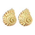304 Stainless Steel Pendants, Ion Plating(IP), Conch Charm, Real 18K Gold Plated, 47x34~35x6.5mm, Hole: 1.4mm(X-STAS-T065-36G)
