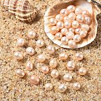 10Pcs Natural Cultured Freshwater Pearl Beads, Grooved Potato, PeachPuff, 6~7.5x7~8.5mm, Hole: 0.7mm(PEAR-YW0001-25B)