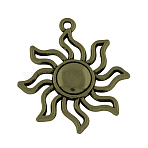 Tibetan Style Alloy Solar Eclipse Pendants, Cadmium Free & Lead Free, Sun, Antique Bronze, 34x31x3mm, Hole: 2mm, about 320pcs/1000g(TIBEP-R304-004AB-LF)