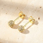 Round Brass Micro Pave Clear Cubic Zirconia Stud Earrings, Pave Cluster Earring, Lead Free & Cadmium Free, Long-Lasting Plated, Real 18K Gold Plated, 17x5mm(EJEW-D311-107G)