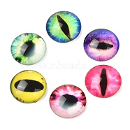 Half Round/Dome Dragon Eye Printed Glass Cabochons, Mixed Color, 20x6mm(X-GGLA-A002-20mm-AB)