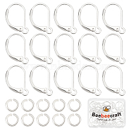 20 Pair Brass Leverback Earring Findings, with Loops & 40Pcs 304 Stainless Steel Open Jump Rings, Real Platinum Plated, 16x12x2mm, Hole: 1.5mm(DIY-BBC0001-71P)