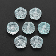 Transparent Glass Beads, Plum Blossom Flower, Light Cyan, 10x10.5x4mm, Hole: 1.2mm(GLAA-T022-23-D05)