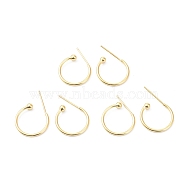 Brass Stud Earrings, Long-Lasting Plated, Ring, Cadmium Free & Lead Free, Real 18K Gold Plated, 15x18.5x3mm, Pin: 0.7mm(KK-P205-02G)