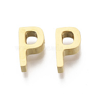 201 Stainless Steel Charms, Golden, Letter.P, 8x4.5x3mm, Hole: 1.6mm(X-STAS-R110-P-G)