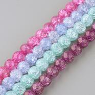 Synthetic Crackle Quartz Beads Strands, Round, Dyed, Mixed Color, 12mm, Hole: 1mm, about 32pcs/strand, 15.7 inch(GLAA-S134-12mm-M)