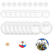 PandaHall Elite 30Pcs 3 Size Acrylic Button Pin Badge, Blank Flat Round Brooch Cabochon Settings with Iron Findings, for Photo Button Brooch Pins, Clear, 25~78.5x7~10mm, Inner Diameter: 21~73mm, 10Pcs/size(TACR-PH0001-66)