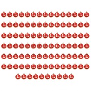 Golden Plated Enamel Alloy Charms, Enamelled Sequins, Flat Round, Red, Letter L, 14x12x2mm, Hole: 1.5mm, 100pcs/Box(ENAM-SZ0001-26C-L)