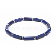 Natural Lapis Lazuli(Dyed) Column Beaded Stretch Bracelet, Gemstone Jewelry for Women, Inner Diameter: 2-1/4 inch(5.6~5.8cm)(BJEW-JB08989-02)